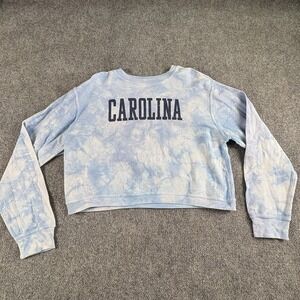 Pressbox UNC Tar Heels Carolina Blue Crop Top Women L Tie Dye Ribbed Tee GameDay